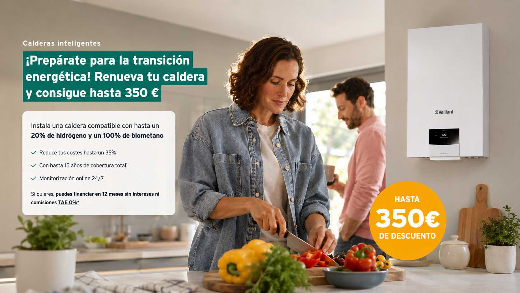 Vaillant Calderas inteligentes — Hasta 350€ para cambiar de caldera. Del 4 de mayo al 30 de junio 2026.